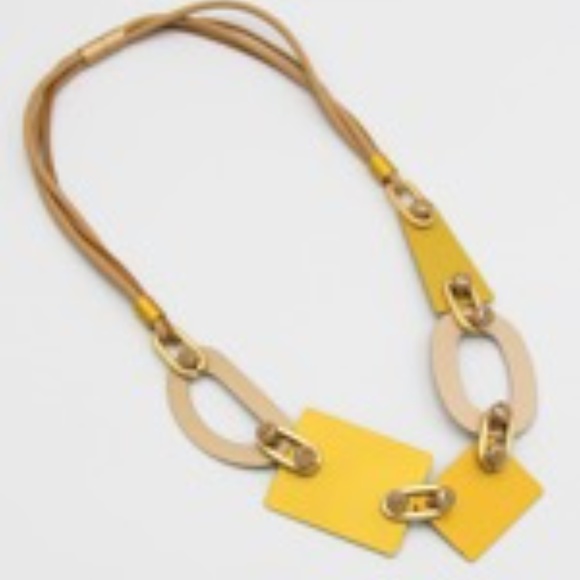 Yellow Geo Links Rubber Neckalce Set - Picture 2 of 2